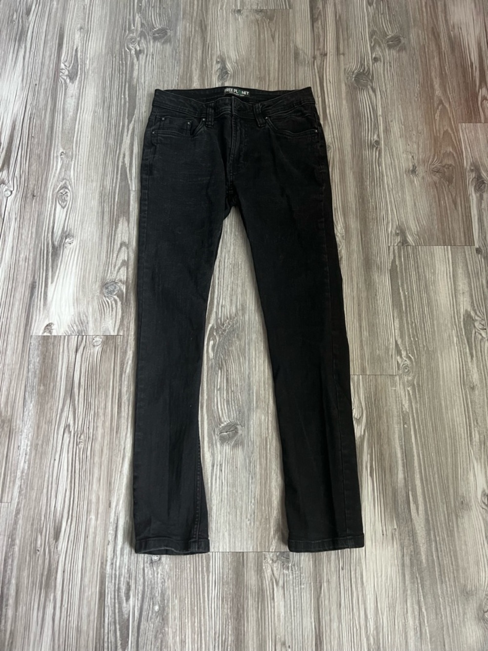 Free Planet Men’s Slim Black Jeans
